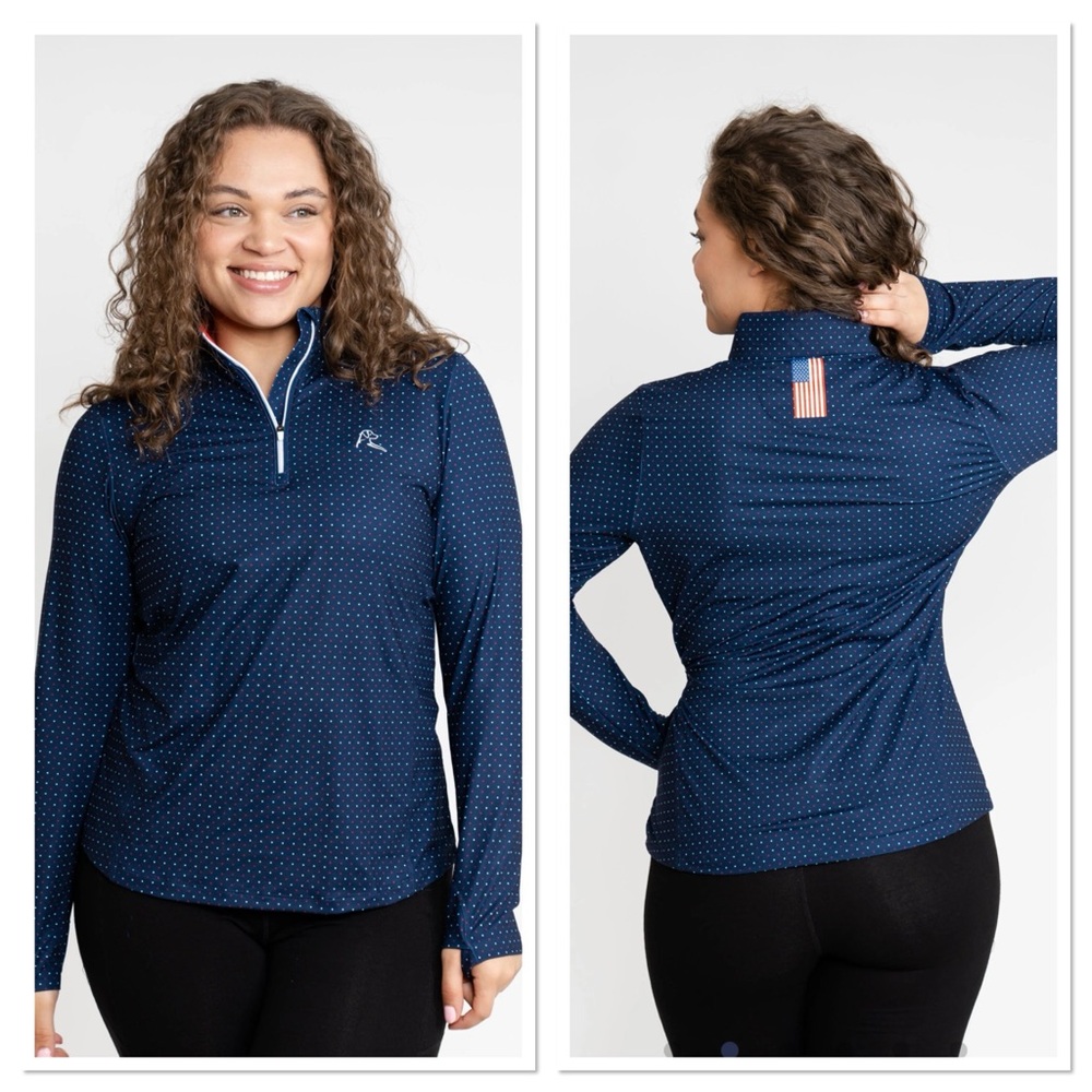 Rhoback Women's Blue Long Sleeve Top with Subtle Pattern